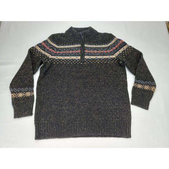 Smartwool Chup Mens Black Merino Wool Quarter Zip Ski Nordic Fair Isle Sweater M - Picture 1 of 14